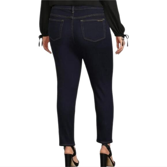 MICHAEL KORS Plus Size Selma High-Rise Stretch Skinny Jeans Dark Wash Blue Sz 18 - Picture 2 of 12